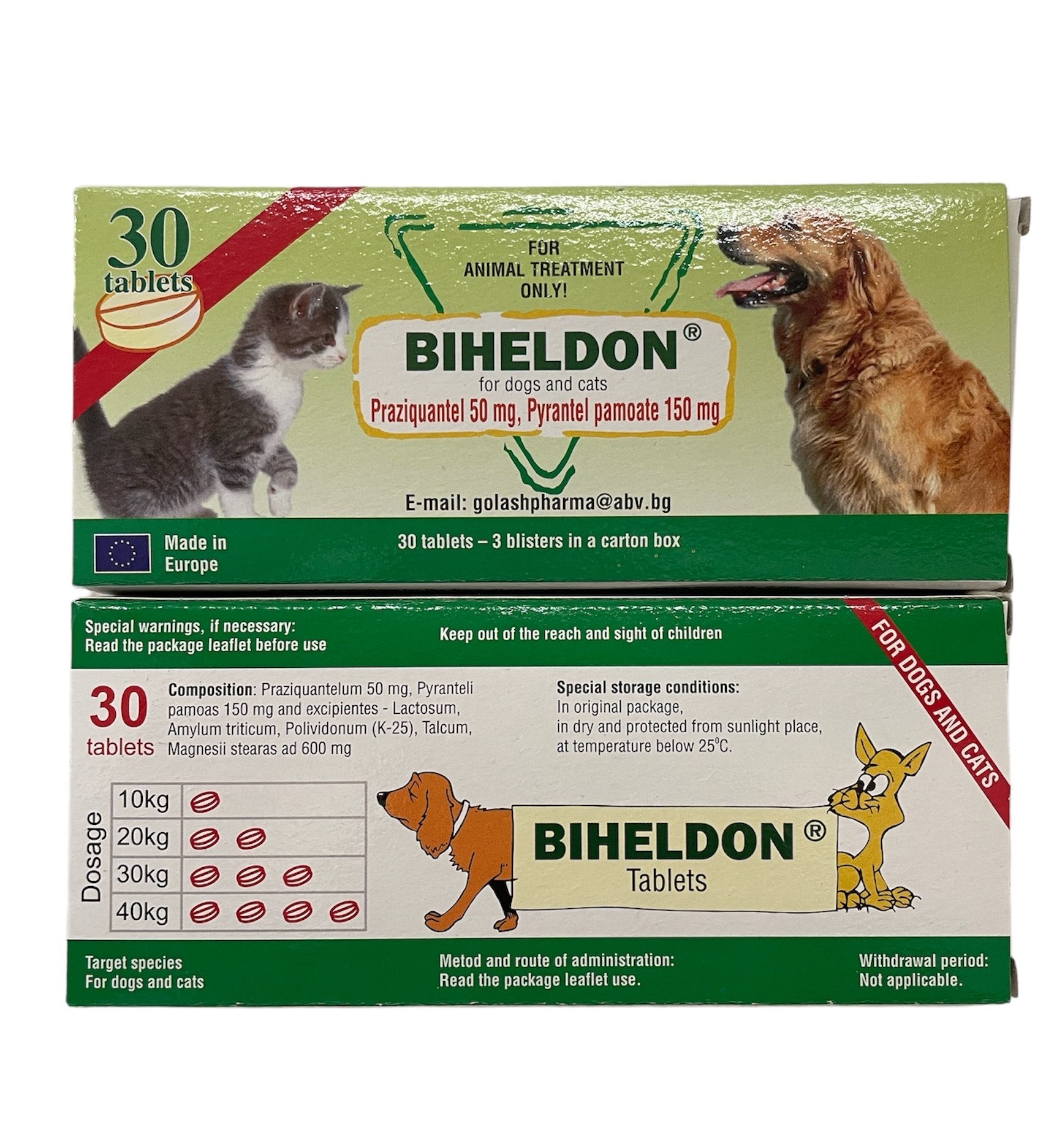 BIHELDON Dog and Cat Broad Spectrum Dewormer 30 Tablets PetsWorm
